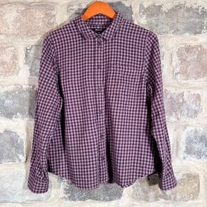 Madewell Gingham Plaid Button Down Shirt Womens XL Purple Long Sleeve Cotton